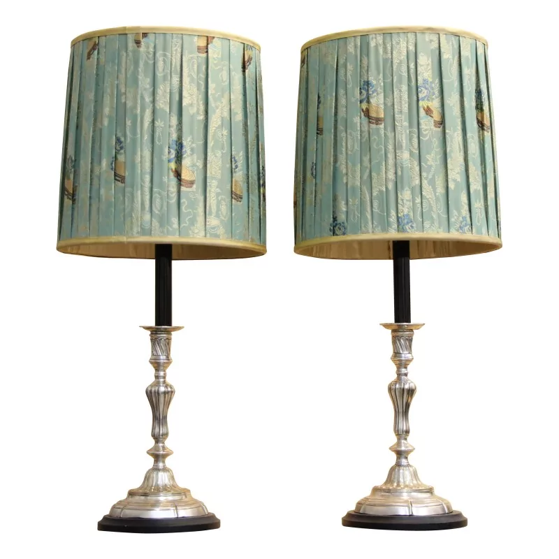 Paire de lampe en forme de bougeoir. Modèle Régence en bronze … - Moinat - Lampes de table