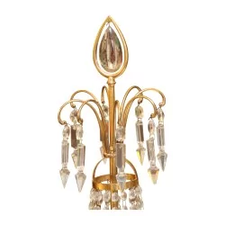 Pair of candelabra with crystals and gilt and chiseled bronze, on …