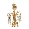 Pair of candelabra with crystals and gilt and chiseled bronze, on … - Moinat - Candleholders, Candlesticks