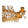 Pair of candelabra with crystals and gilt and chiseled bronze, on … - Moinat - Candleholders, Candlesticks