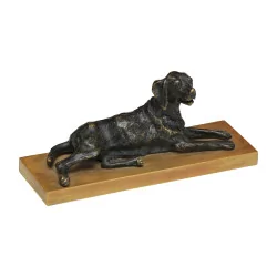 Spaniel-Hund in Bronze auf Sockel. 20. Jahrhundert