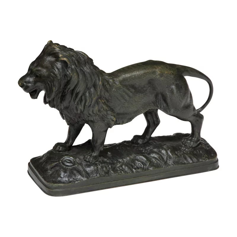 Bronze “Lion Marchant”, patine verte, signé Joseph Victor … - Moinat - Bronzes