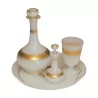 Lot of white and gold opalines with plate, 2 decanters and 1 - Moinat - Opaline