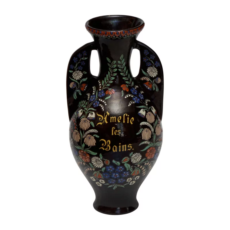 Thoune faience vase with Amélie Les Bains writing on the … - Moinat - Chinaware, Porcelain