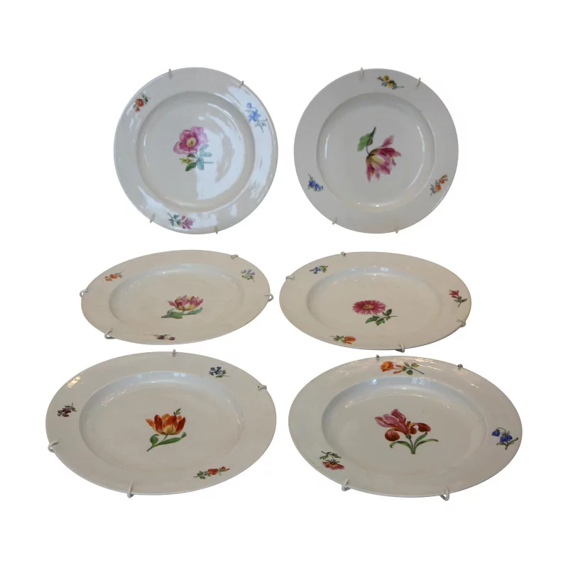 Set of 6 porcelain plates painted with decor … - Moinat - Chinaware, Porcelain