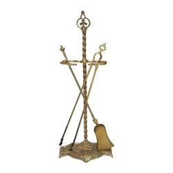 Set of fireplace tools with 1 shovel and 1 pair of tongs. 20th century