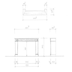 Directoire-Kamin aus Nussbaumholz mit Patina-Finish