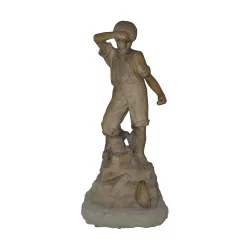Statue representing a young fisherman, in reconstituted stone, …