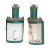 Pair of lanterns in green and gold painted sheet metal, 1 … - Moinat - Wall lights, Sconces