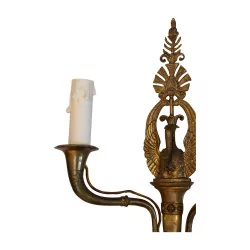 Paar Empire Wandlampen aus ziselierter Bronze mit 2 Lichtern. Anfang …