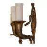 Paar Empire Wandlampen aus ziselierter Bronze mit 2 Lichtern. Anfang … - Moinat - Wandleuchter