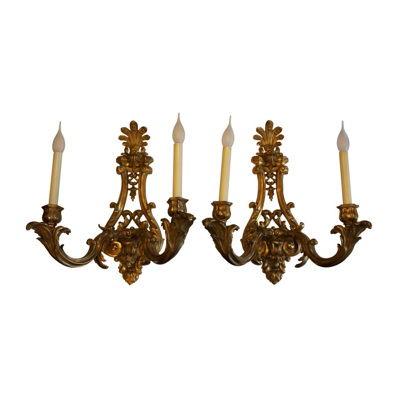 Paar monumentale Louis XV Wandlampen mit 2 Lichtern in Bronze … - Moinat - Wandleuchter Paar monumentale Louis XV Wandlampen mit 2 Lichtern in Bronze … - Moinat - Wandleuchter