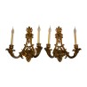 Paar monumentale Louis XV Wandlampen mit 2 Lichtern in Bronze … - Moinat - Wandleuchter