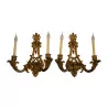 Paar monumentale Louis XV Wandlampen mit 2 Lichtern in Bronze … - Moinat - Wandleuchter