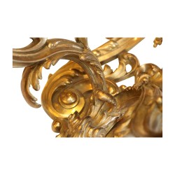 Paar monumentale Louis XV Wandlampen mit 2 Lichtern in Bronze …