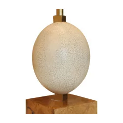 Pair of wooden \"Ostrich Egg\" lamps, with