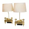 Pair of andirons transformed into lamps, Louis XVI Aux Lions … - Moinat - Table lamps