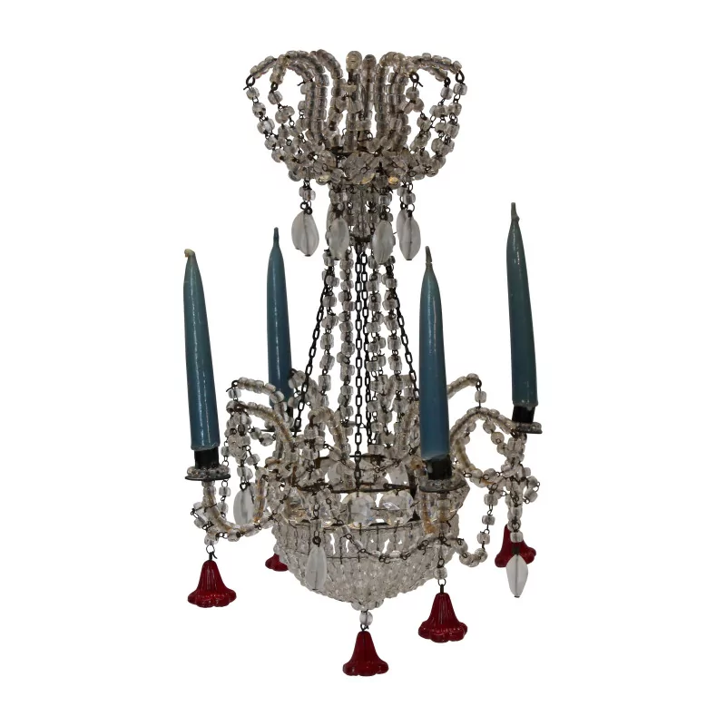 Lustre miniature en cristal avec 4 bougies - projet de … - Moinat - Lustres, Plafonniers