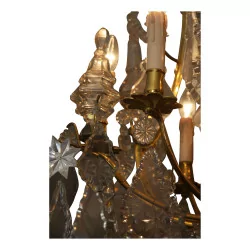 Lustre Louis XVI à cristaux et bronze doré à 6 …