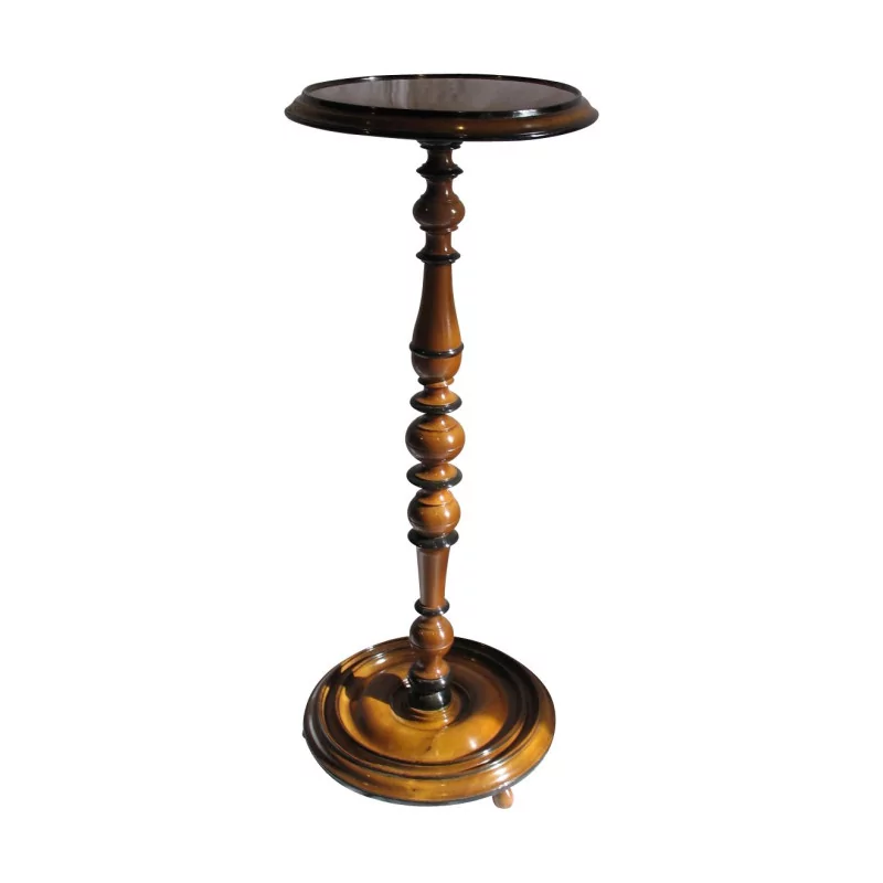 Louis XIII stand in walnut wood, with black net and … - Moinat - End tables, Bouillotte tables, Bedside tables, Pedestal tables