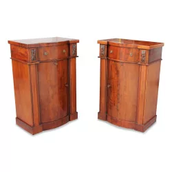 Pair of large bedside tables, mahogany wood support furniture