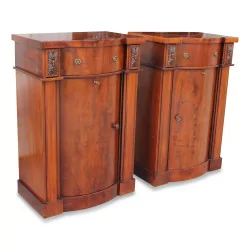 Pair of large bedside tables, mahogany wood support furniture