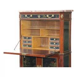 件路易十六时期桃花心木秘书柜，带 1 个翻盖、1 个抽屉和 2 个……