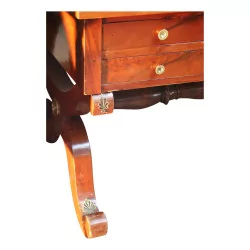 Transformed spruce Restoration desk, leather top …