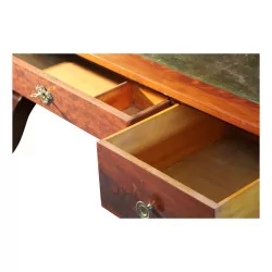 Преобразованный еловый стол для реставрации, кожаный верх…