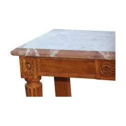 Console Louis XVI en bois peint noyer avec dessus en bois faux