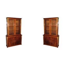 Pair of mahogany and magnifying bookcases, mounted on …