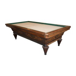 French-style billiard table in inlaid wood and rosewood, with