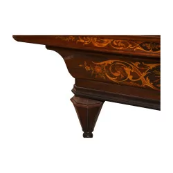 French-style billiard table in inlaid wood and rosewood, with
