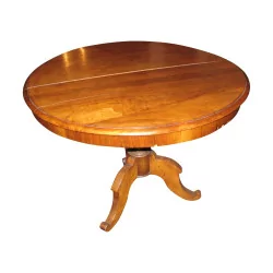Table ronde Louis - Philippe tripode en bois de noyer, plateau …