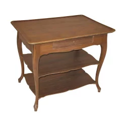 张路易十五伯尔尼镶嵌胡桃木桌子，带两个搁板