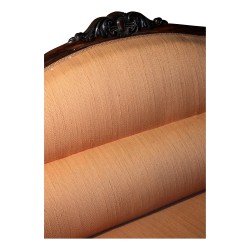 Sofa Napoleon III. aus geschnitztem Palisander, mit Stoff bezogen