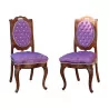 Pair of Napoleon III padded buttoned moire chairs, in … - Moinat - Chairs