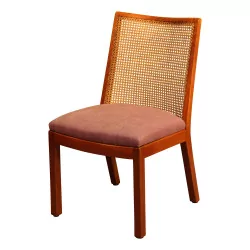 6 Art - 胡桃木装饰椅，带藤条椅背和……