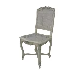 Régence caned chair in carved wood with white and green patina, …