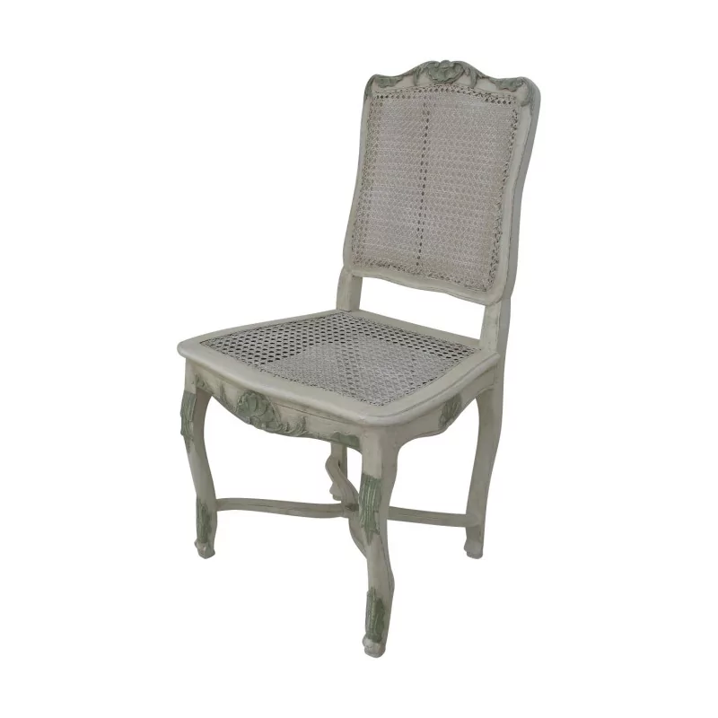 Regence cane chair in carved and white patinated wood and … - Moinat - Chairs