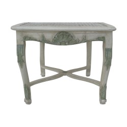 Regence cane chair in carved and white patinated wood and …