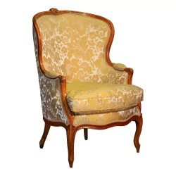 Bergere Louis XV in walnut wood pegged, molded and …