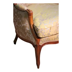 Bergere Louis XV in walnut wood pegged, molded and …