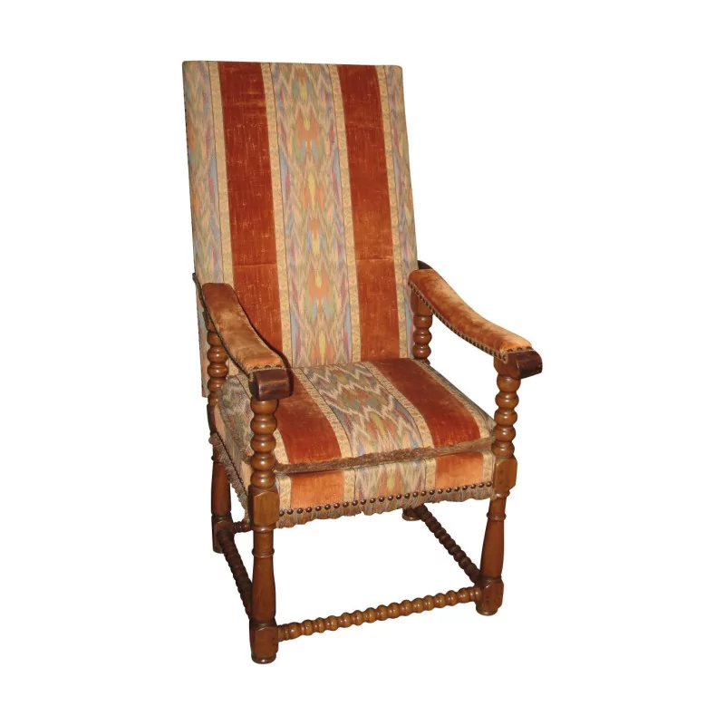 把路易十三胡桃木扶手椅，带栏杆腿和…… - Moinat - 扶手椅