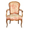 Louis XV Bernese armchair in walnut wood, covered in fabric - Moinat - Armchairs