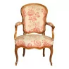 路易十五伯尔尼胡桃木扶手椅，表面覆盖织物 - Moinat - 扶手椅