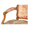 Louis XV Berner Sessel aus Walnussholz, mit Stoff bezogen - Moinat - Armlehnstühle, Sesseln