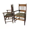 Paar Directoire-Sessel in Kastanie mit … - Moinat - Armlehnstühle, Sesseln