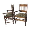 A pair of period armchairs with ball balusters in walnut covered with tapestry. - Moinat - Armchairs