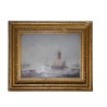 Painting - Marine, oil on canvas with gilded wooden frame, no - Moinat - Painting - Navy